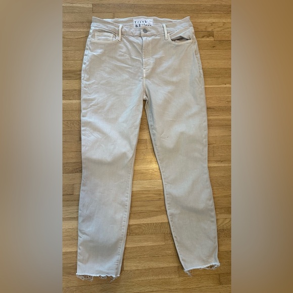 Frank & Eileen Sligo Cream Jeans Women's Size 31 Stretch Raw Hem Skinny - Flaw - Picture 1 of 14